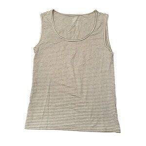 L.L.Bean Gray and White Striped Tank Top Women’s Size Medium